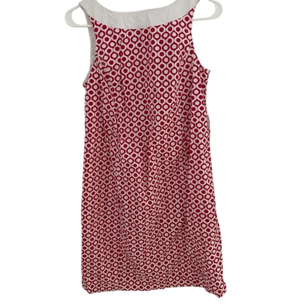 Motherhood Red and White Geometric Circle Print Sleeveless Shift Dress Scoop